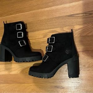 Timberland Lana Point Buckled Block-heel Boots size 8.5